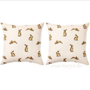 Set of 2 Oversized Printed Bunny Square Throw Pillow Linen/Brown Studio McGee